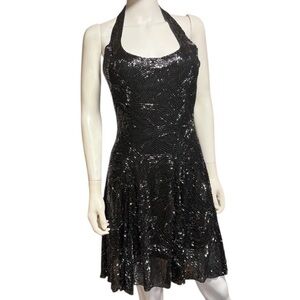 Lillie Rubin vintage beaded silk halter neck evening dress - size 8